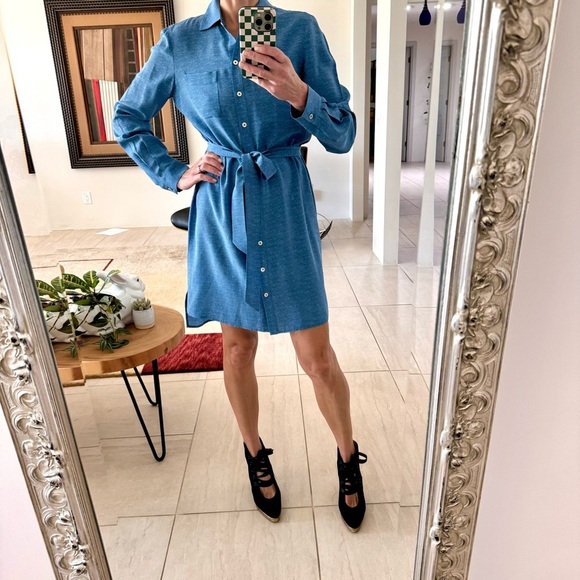 Diane Von Fürstenberg DVF Silk Knee Length Belted Shirt Dress Size 8 - Picture 2 of 11